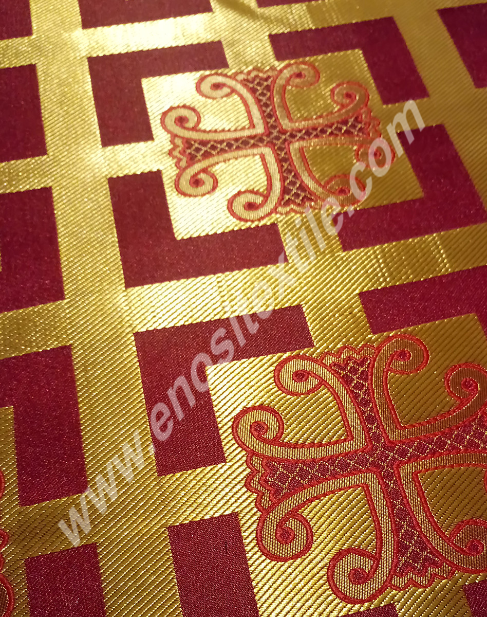 KL-011 Claret Red-Gold Brocade Fabrics